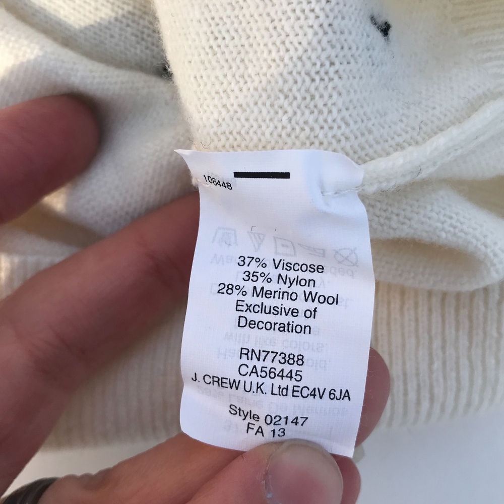 SOLD J. Crew Polka Dot Pom Pom Wool Blend Sweater - Picture 2 of 6